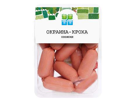 картинка Сосиски ОКРАИНА-КРОХА в оболочке амицел 420г от магазина Окраина