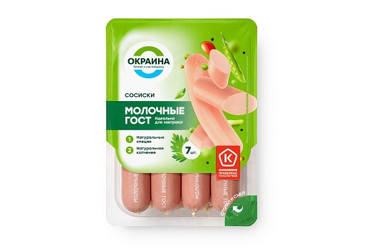 картинка Сосиски Молочные ГОСТ в оболочке целлофан 420г от магазина Окраина