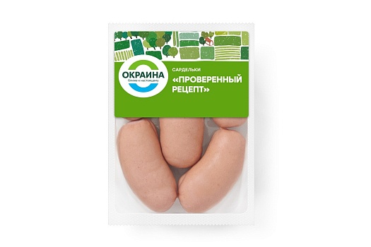 картинка Сардельки "Проверенный рецепт" Окраина в натуральной оболочке 450-750 гр от магазина Окраина