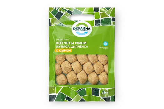 картинка Котлеты мини из мяса цыплёнка с сыром Окраина 400г от магазина Окраина