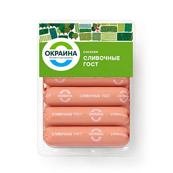 картинка Сосиски Сливочные ГОСТ в оболочке амицел 0,9-1,1кг от магазина Окраина