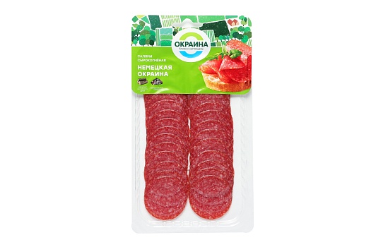 картинка Салями Немецкая Окраина сырокопченая нарезка 80г от магазина Окраина